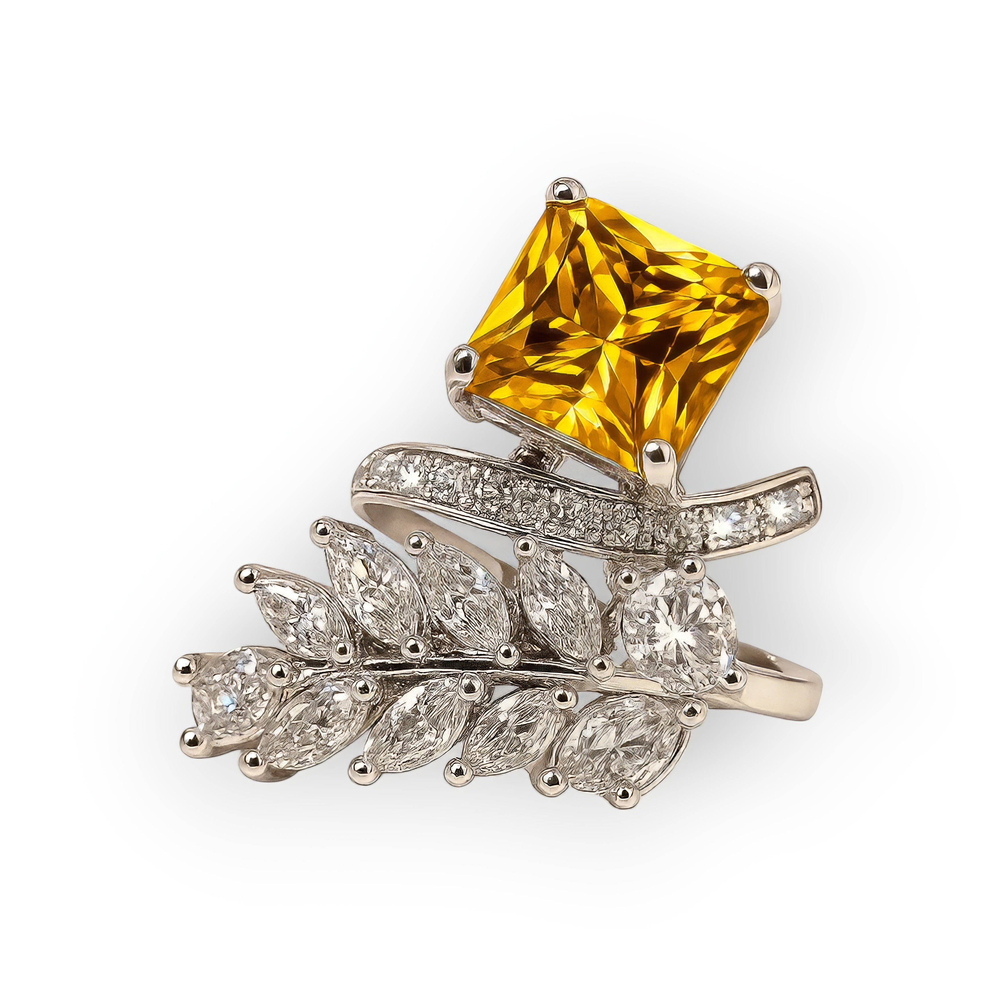 Golden Radiance Leaf Ring