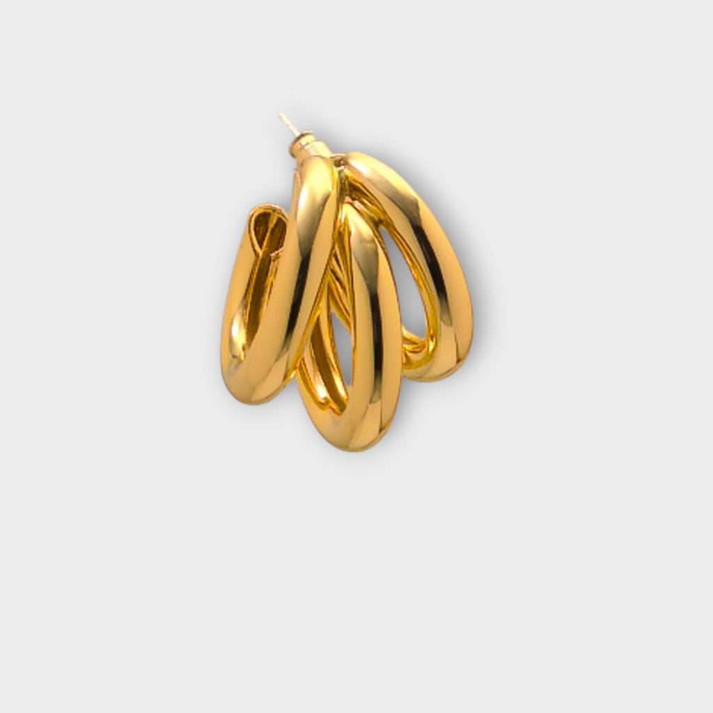 Triple Hoop Gold Earrings