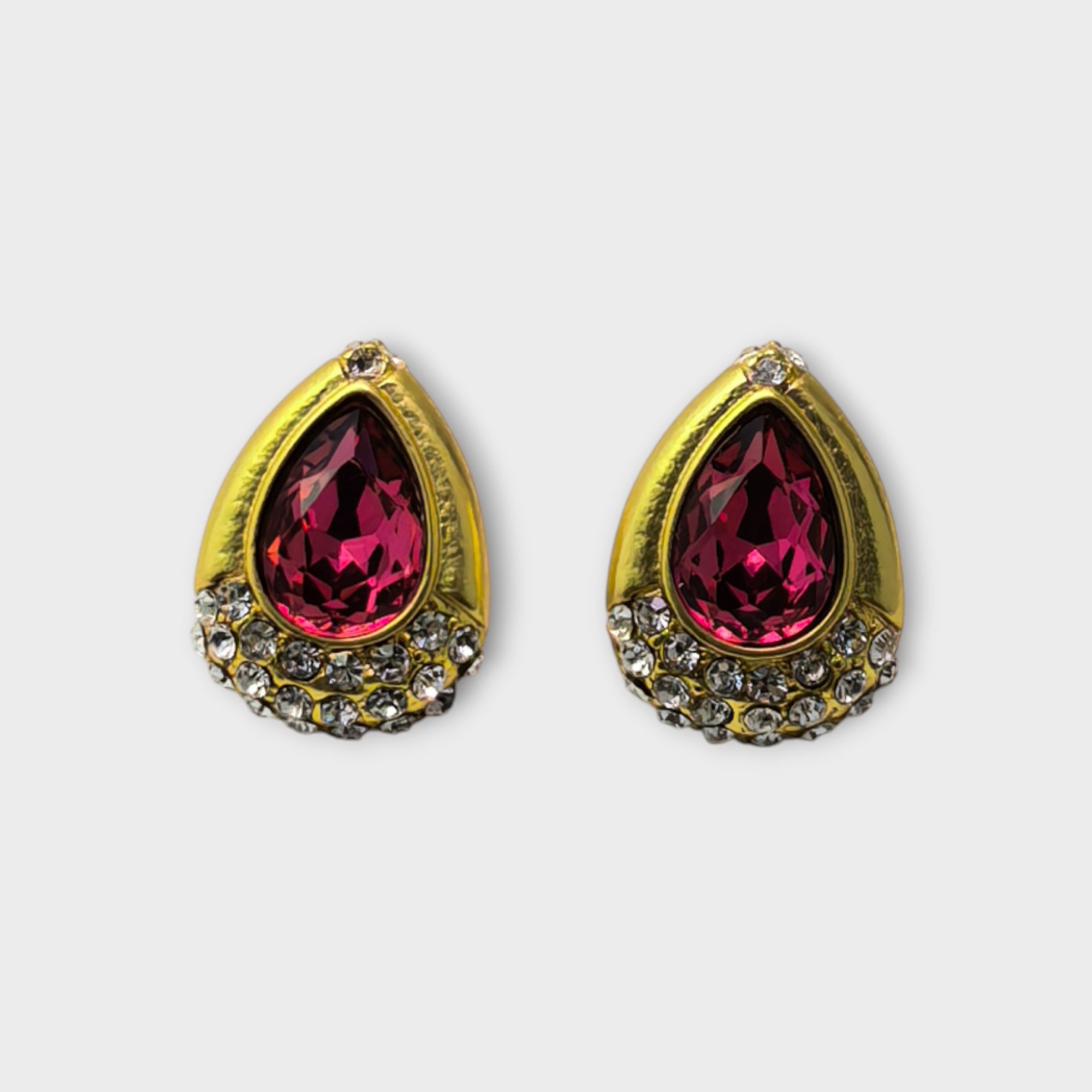 Teardrop Pink Crystal Earrings