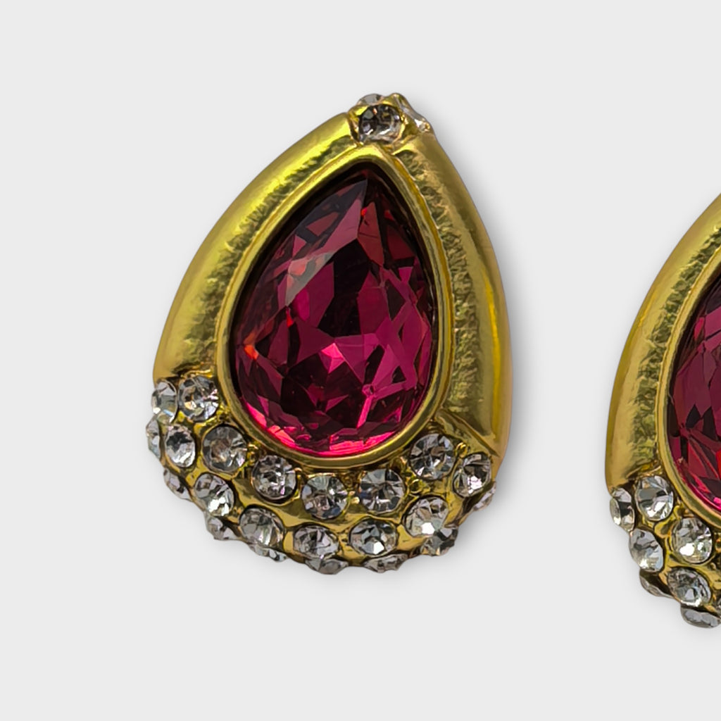 Teardrop Pink Crystal Earrings