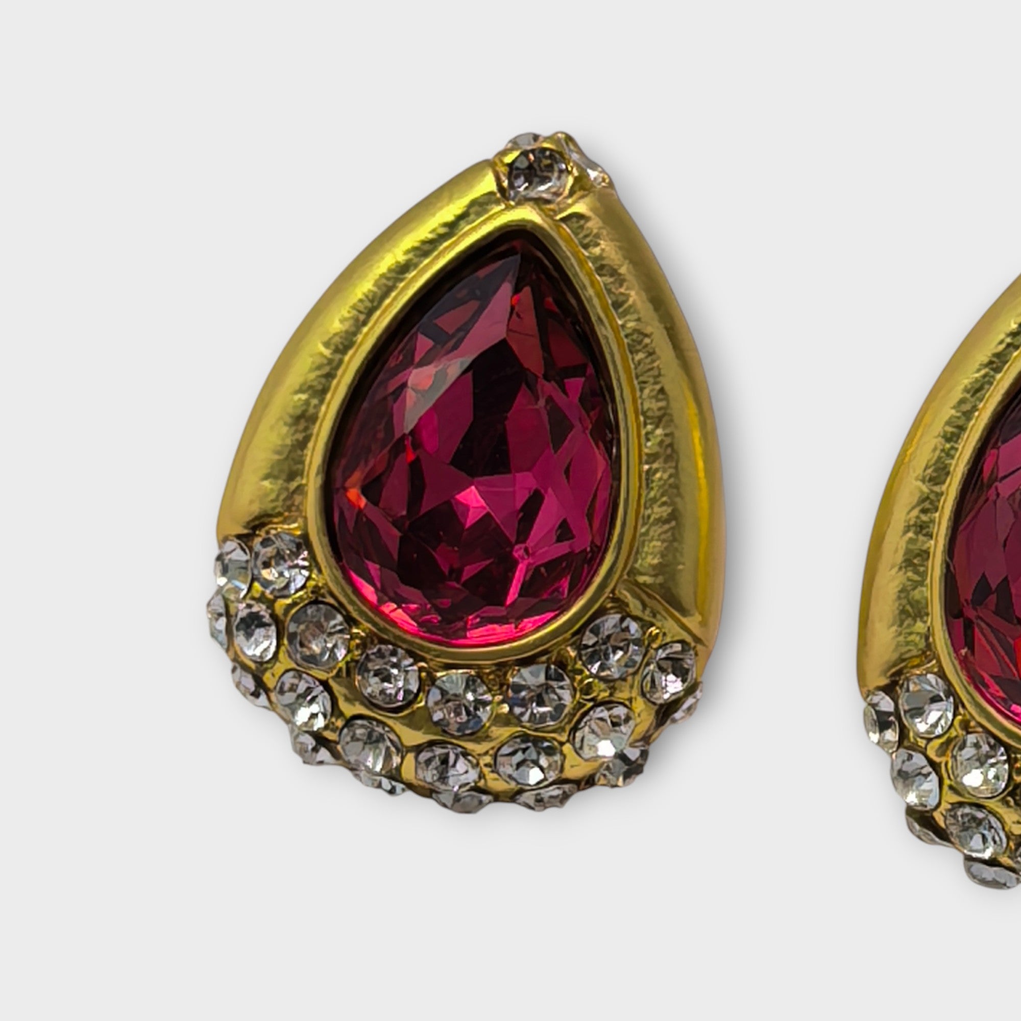 Teardrop Pink Crystal Earrings