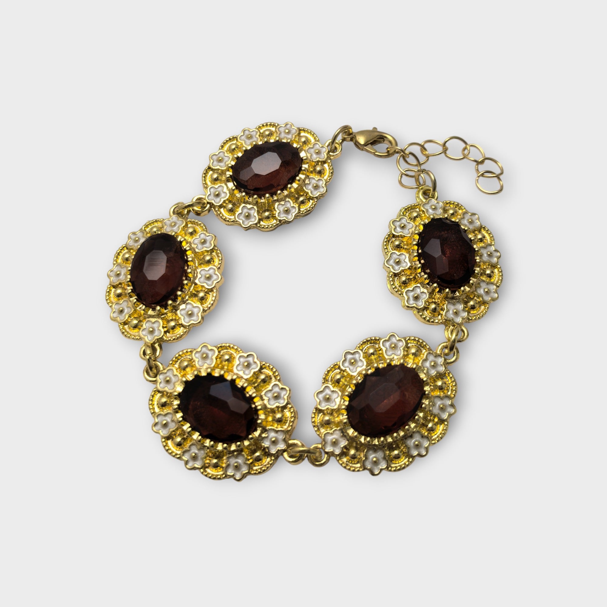 Regal Garnet Floral Bracelet