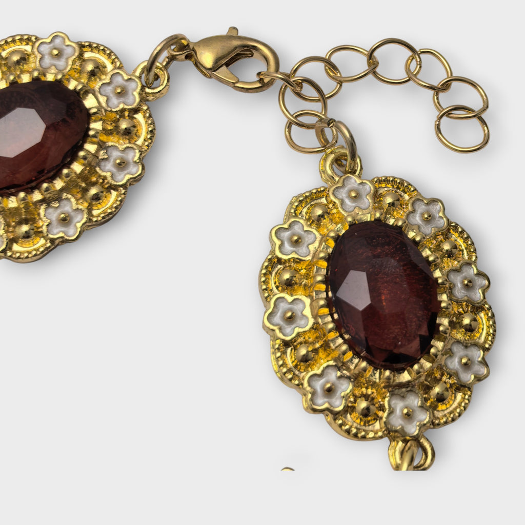 Regal Garnet Floral Bracelet