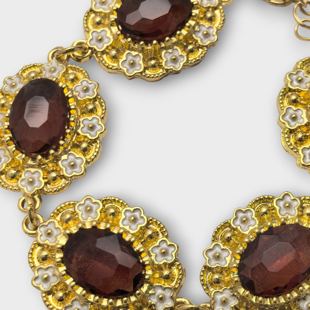 Regal Garnet Floral Bracelet