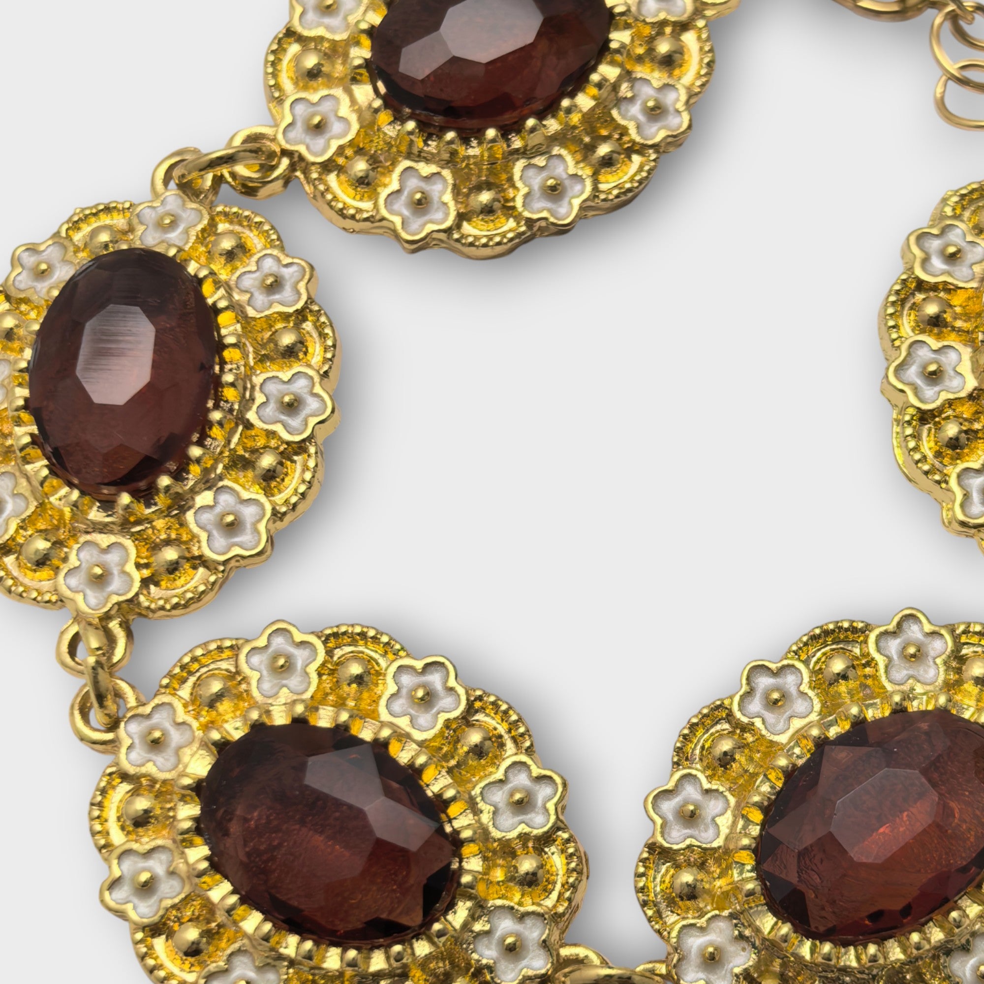 Regal Garnet Floral Bracelet
