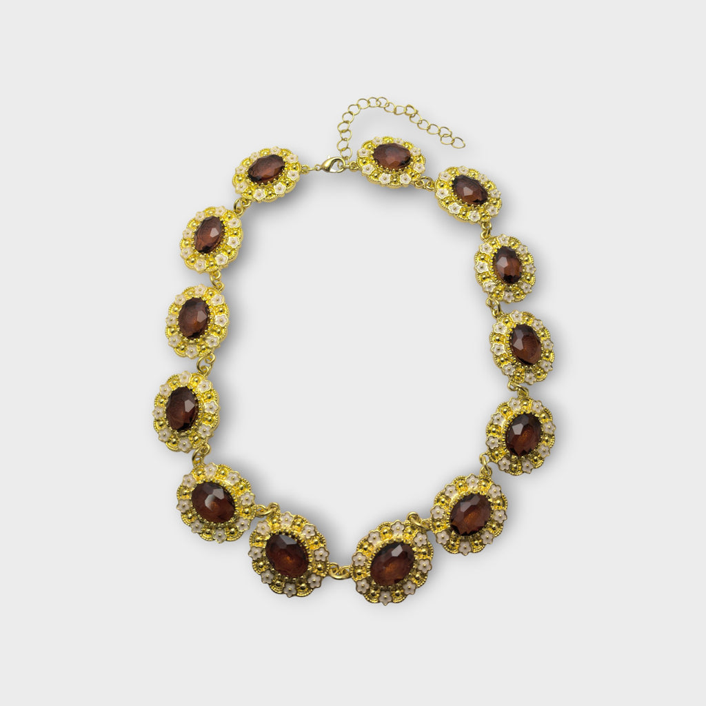Vintage Garnet Bloom Necklace