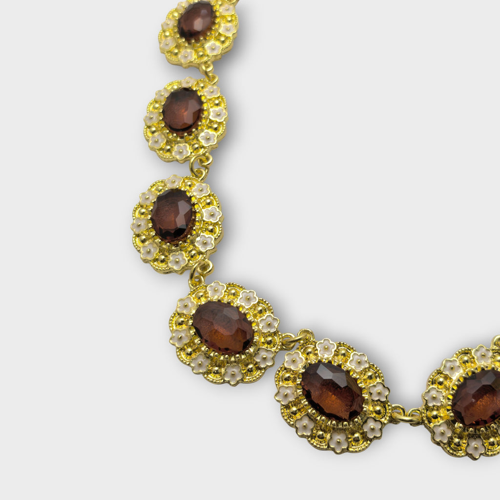 Vintage Garnet Bloom Necklace