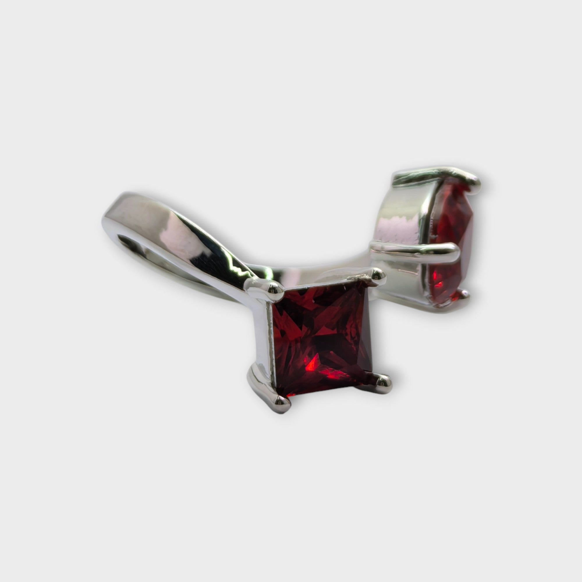 Ruby Twin Stone Silver Ring