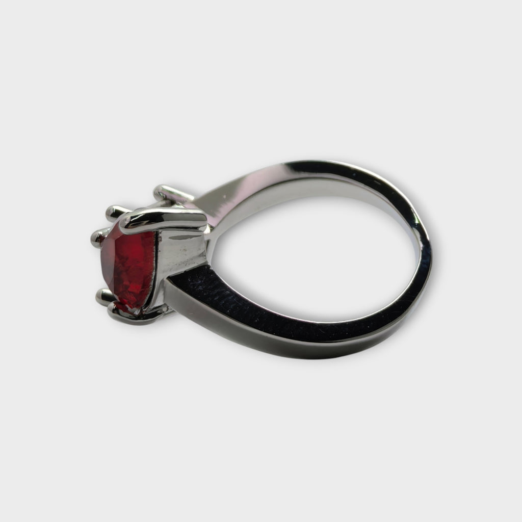 Ruby Twin Stone Silver Ring