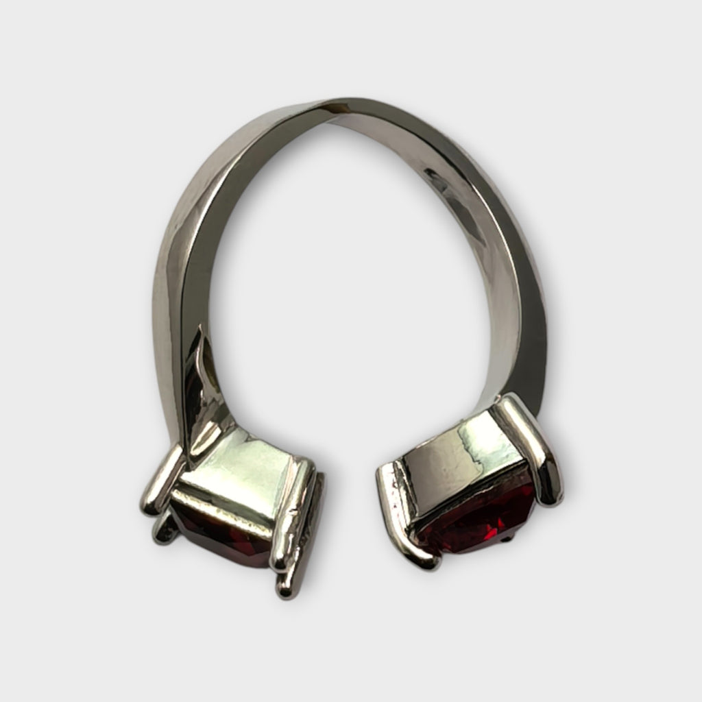 Ruby Twin Stone Silver Ring