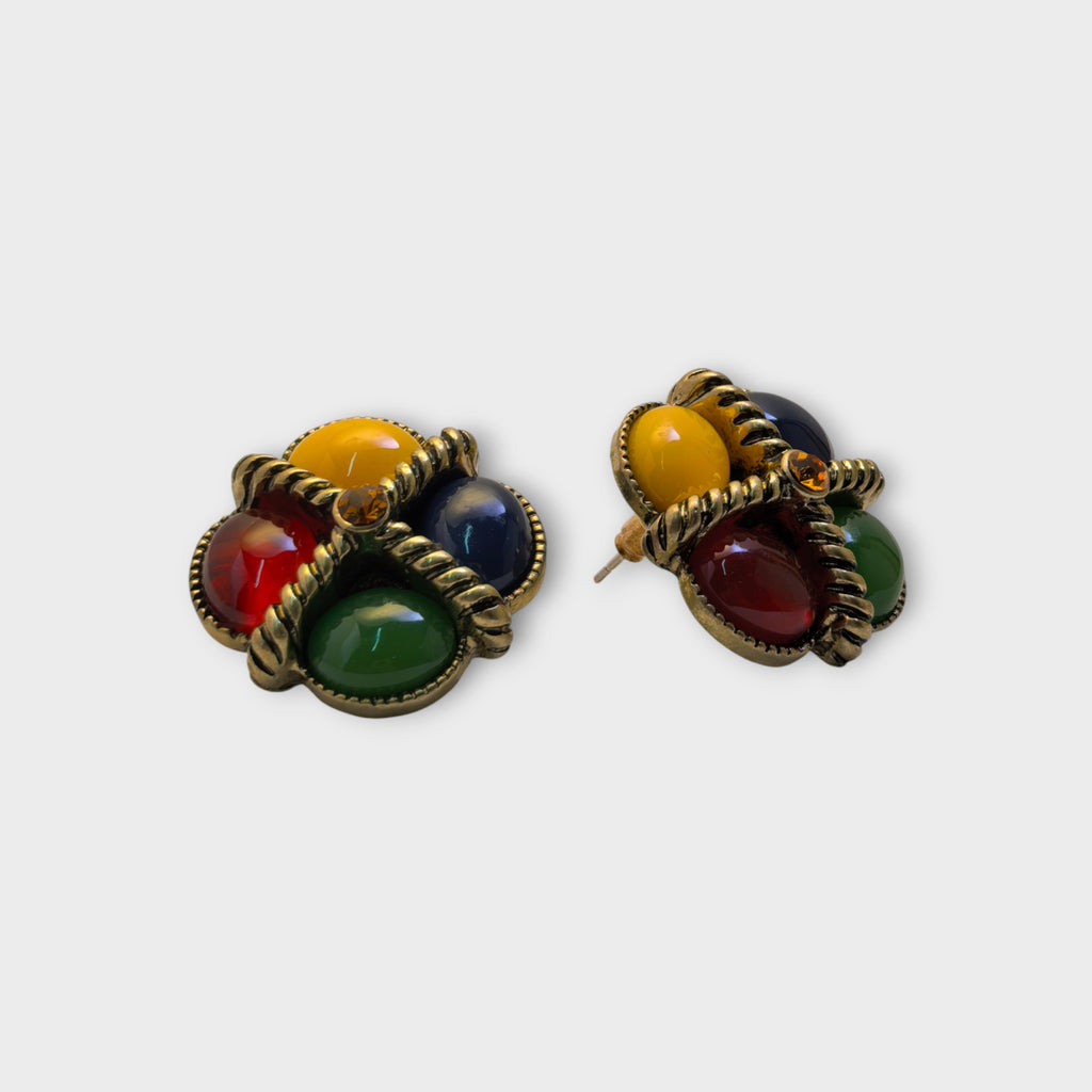 Multicolor Gemstone Stud Earrings