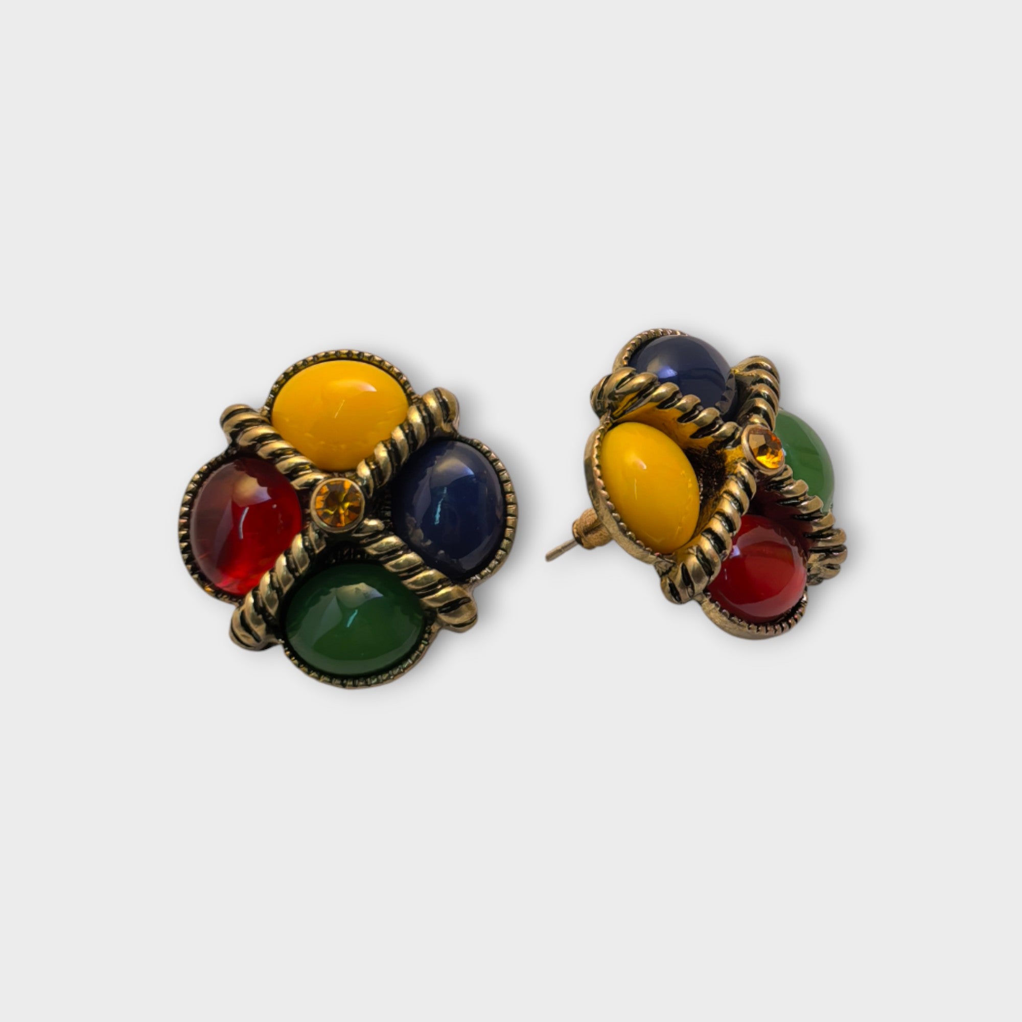 Multicolor Gemstone Stud Earrings