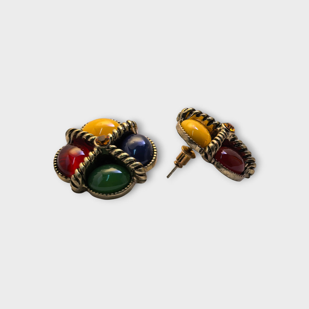 Multicolor Gemstone Stud Earrings