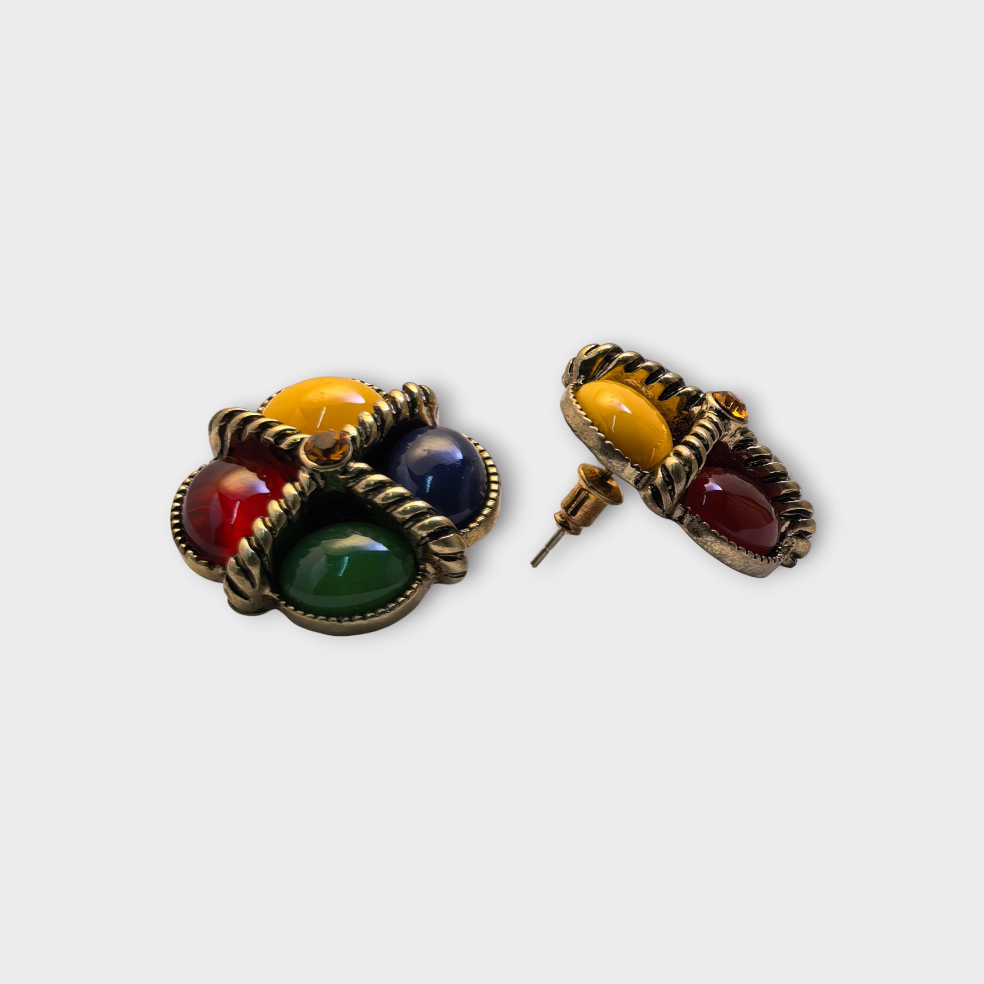 Multicolor Gemstone Stud Earrings