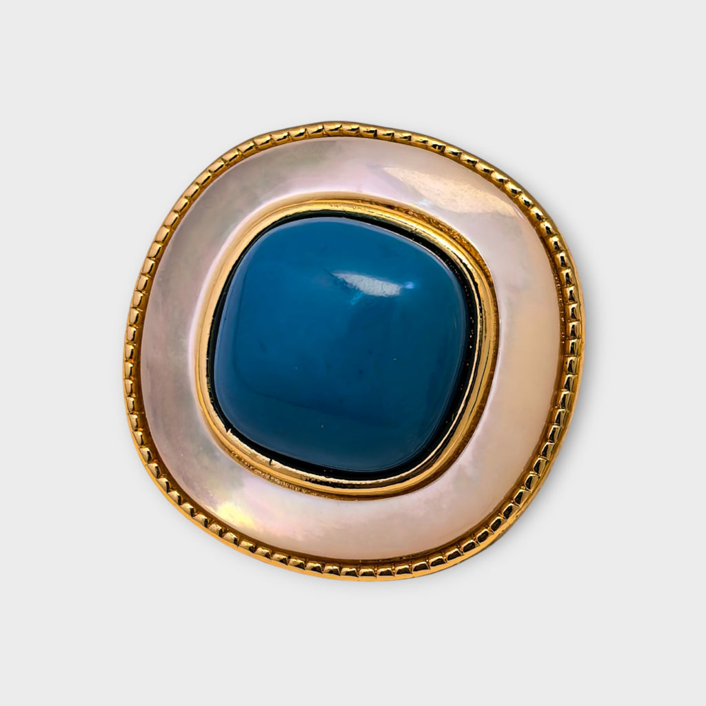 Blue Stone Pearl Earrings