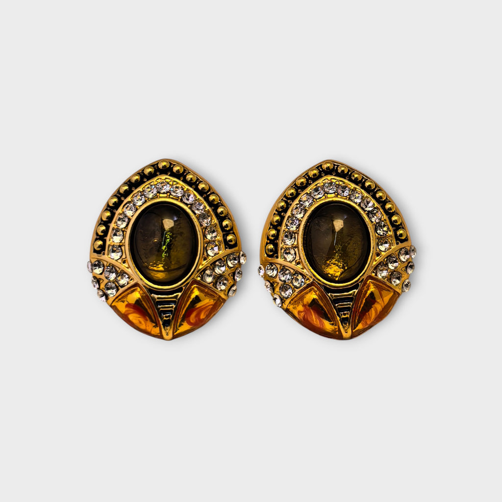 Vintage Enamel Gemstone Earrings