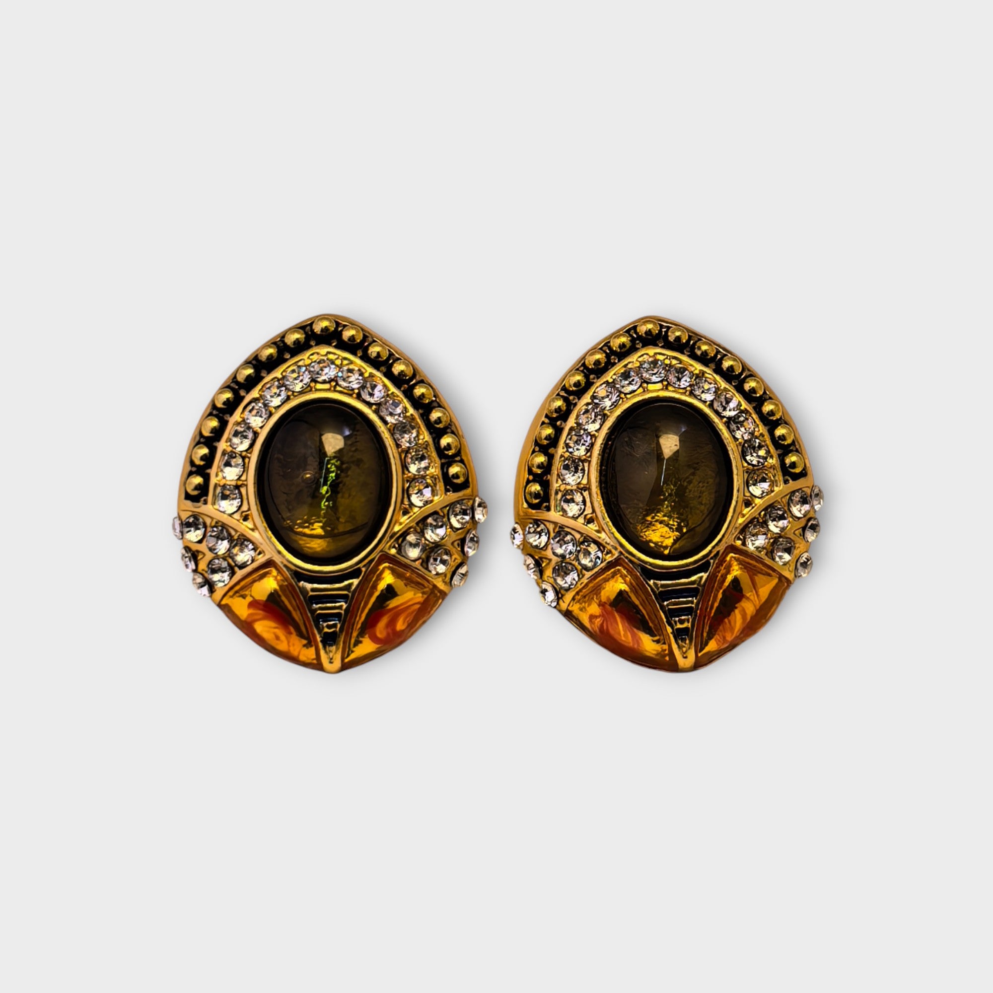Vintage Enamel Gemstone Earrings