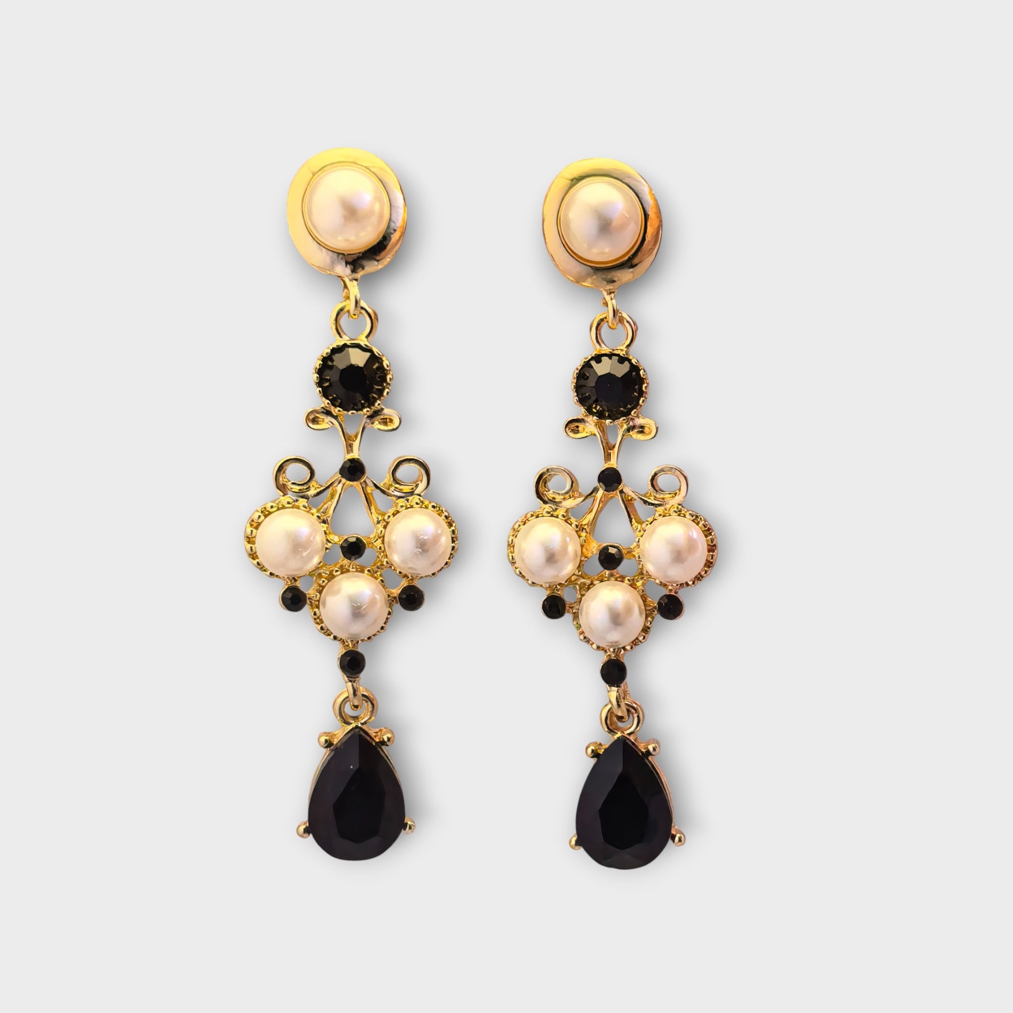 Midnight Pearl Drop Earrings
