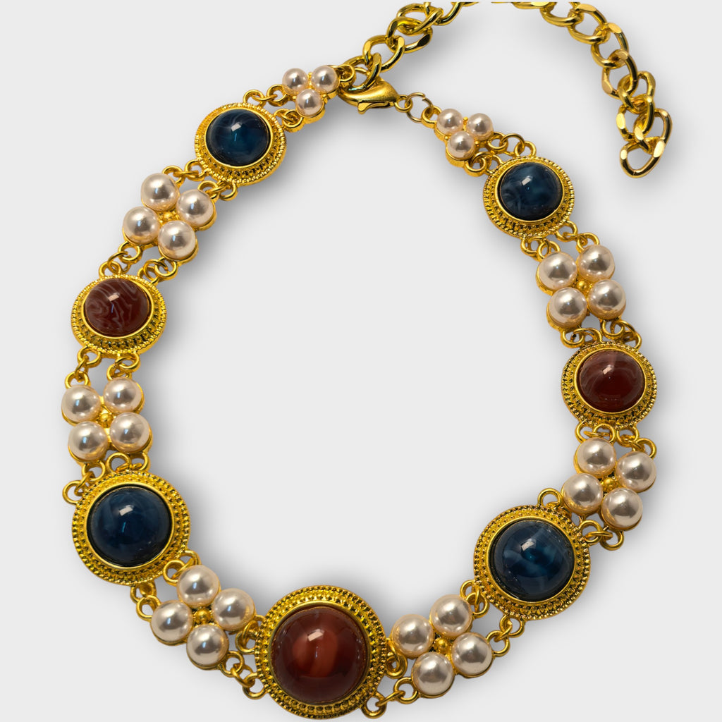 Regal Pearl & Gemstone Necklace