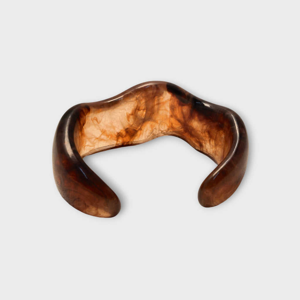 Marbled Brown Resin Cuff Bracelet