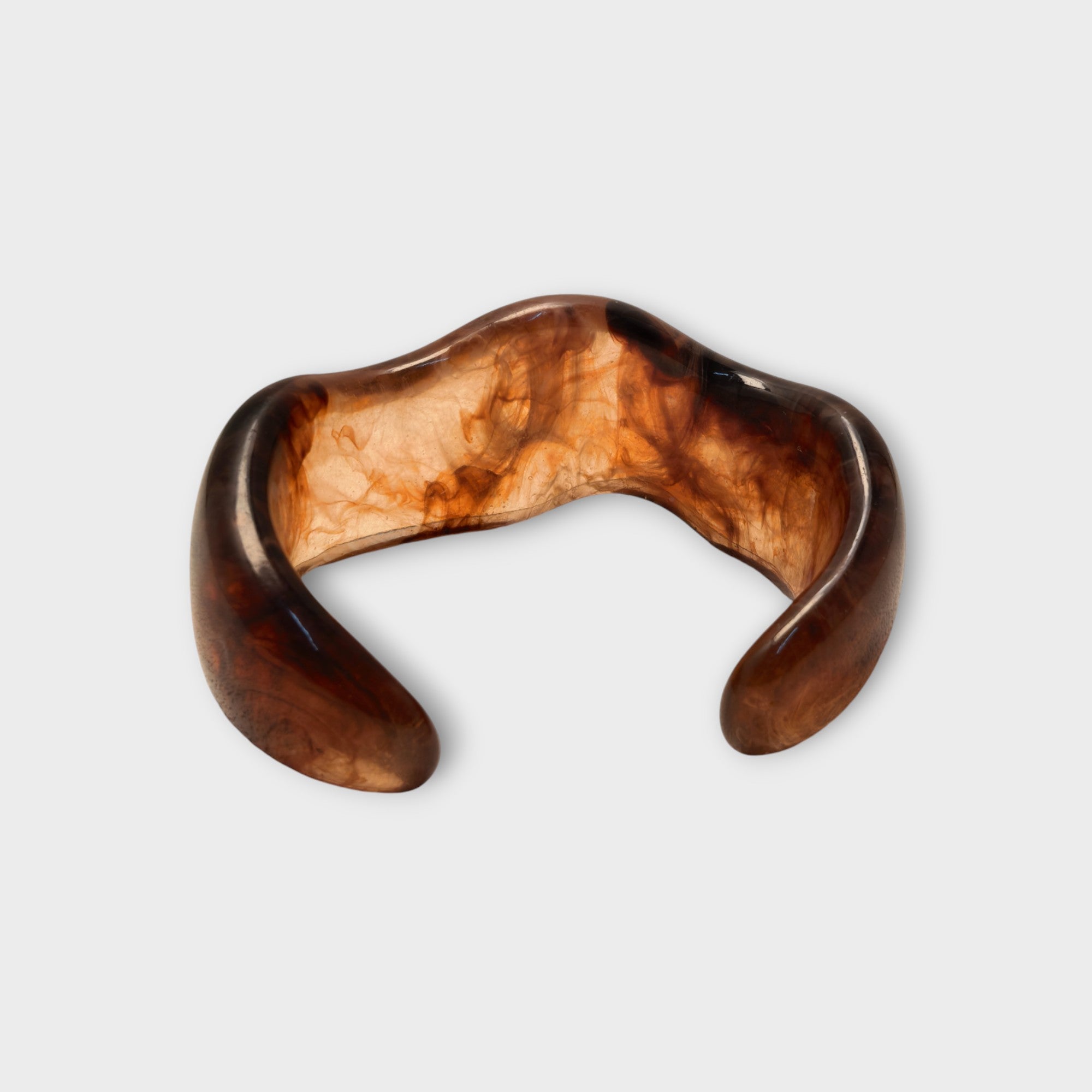 Marbled Brown Resin Cuff Bracelet