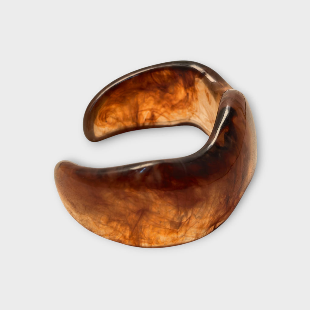 Marbled Brown Resin Cuff Bracelet