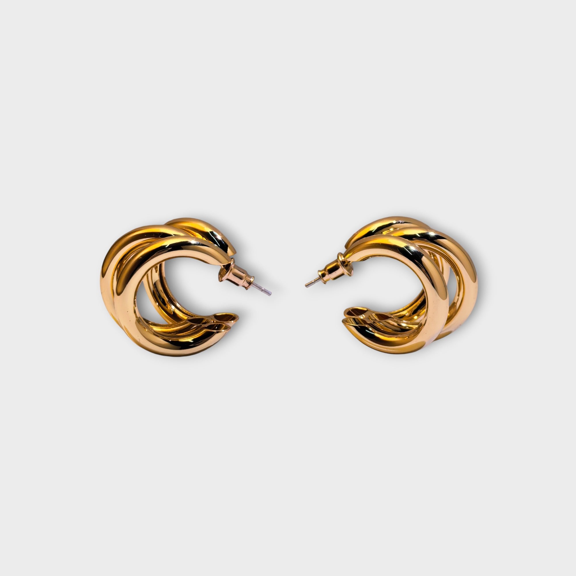 Triple Hoop Gold Earrings