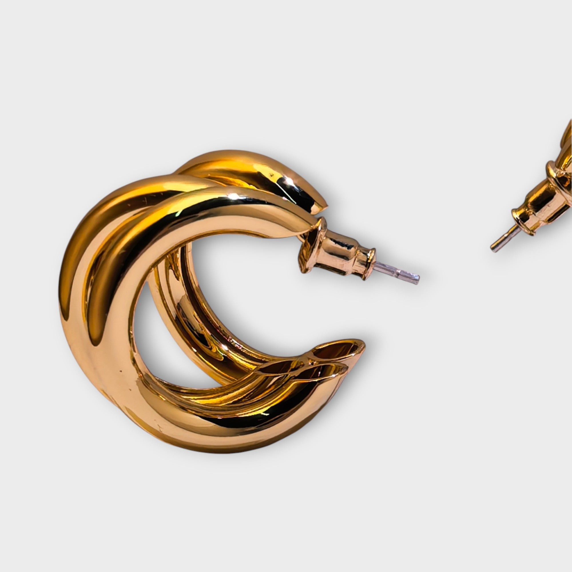 Triple Hoop Gold Earrings