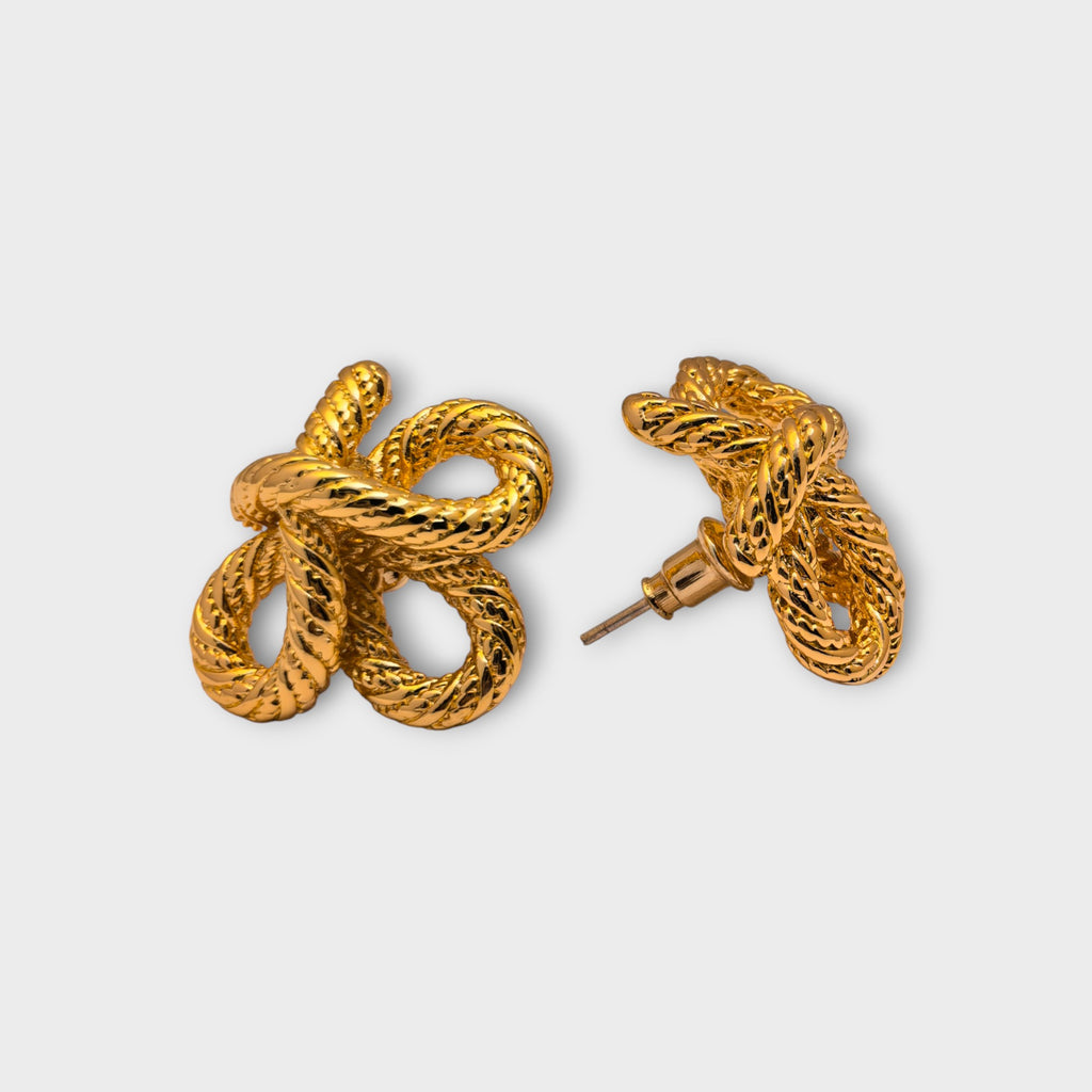 Twisted Knot Gold Earrings