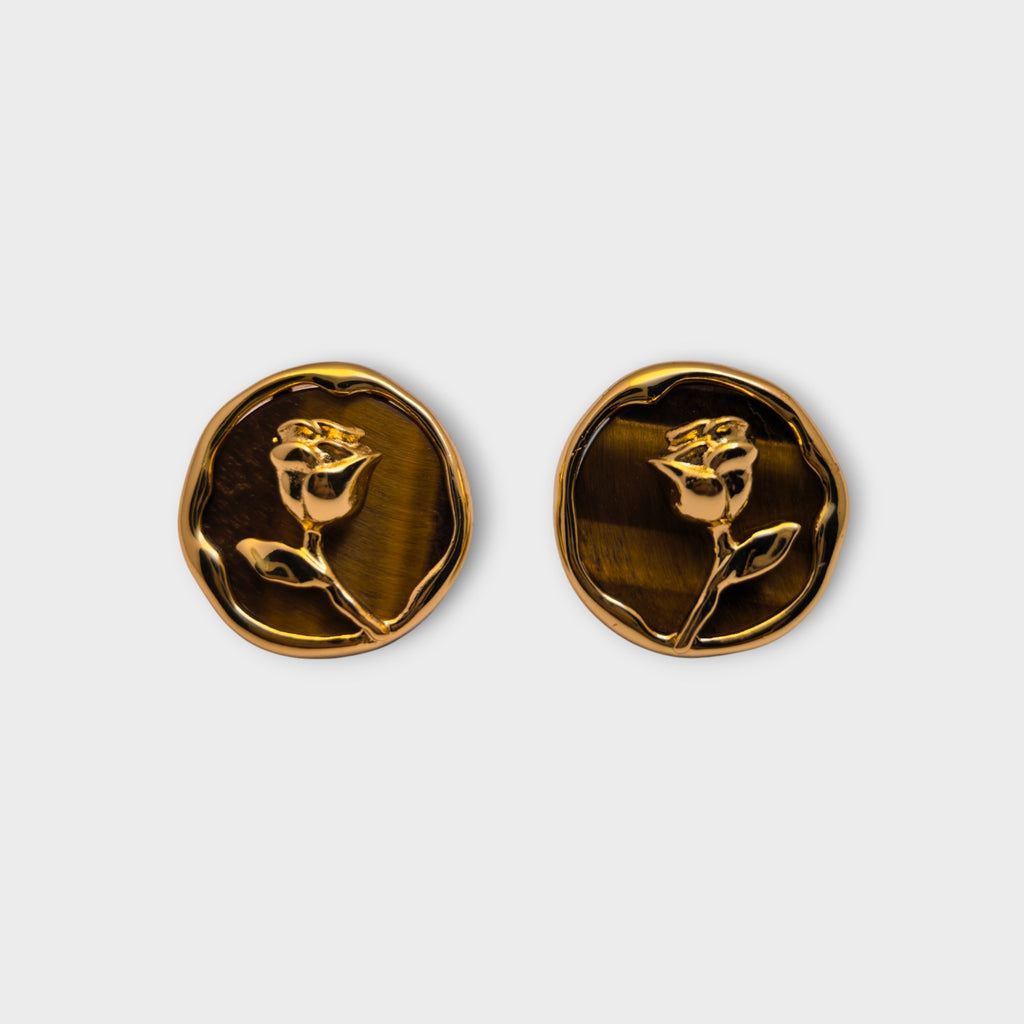Golden Rose Medallion Earrings