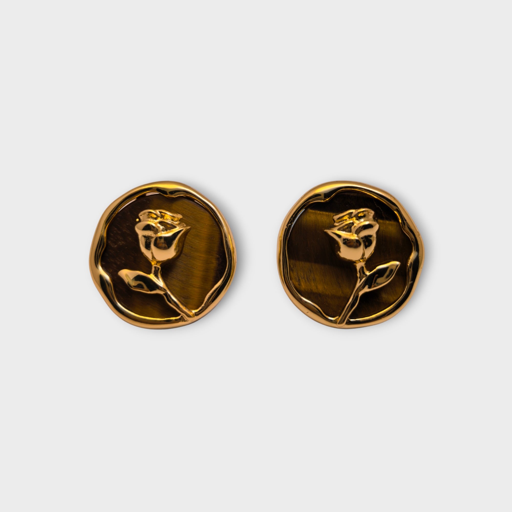 Golden Rose Medallion Earrings