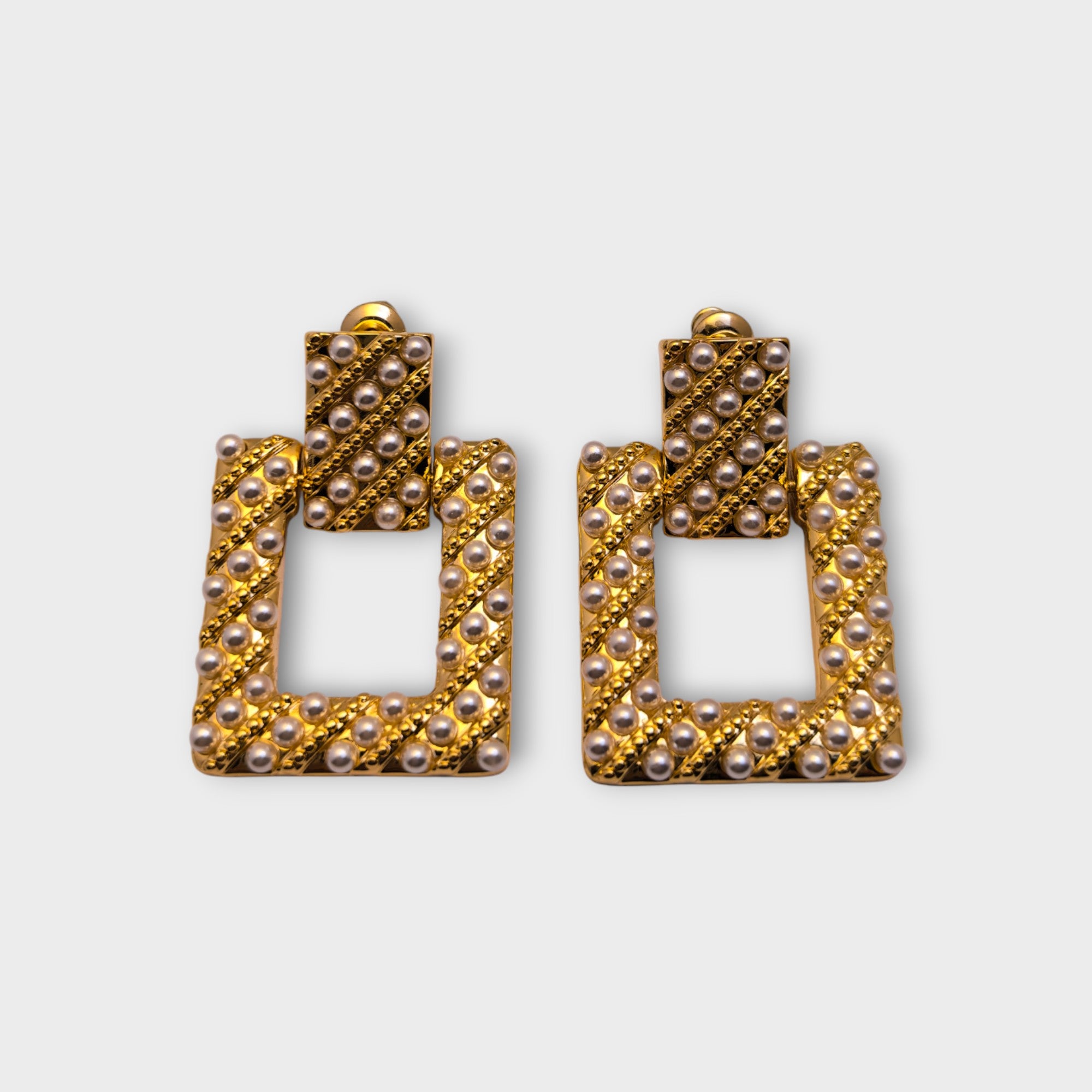 Pearl-Studded Geometric Earrings