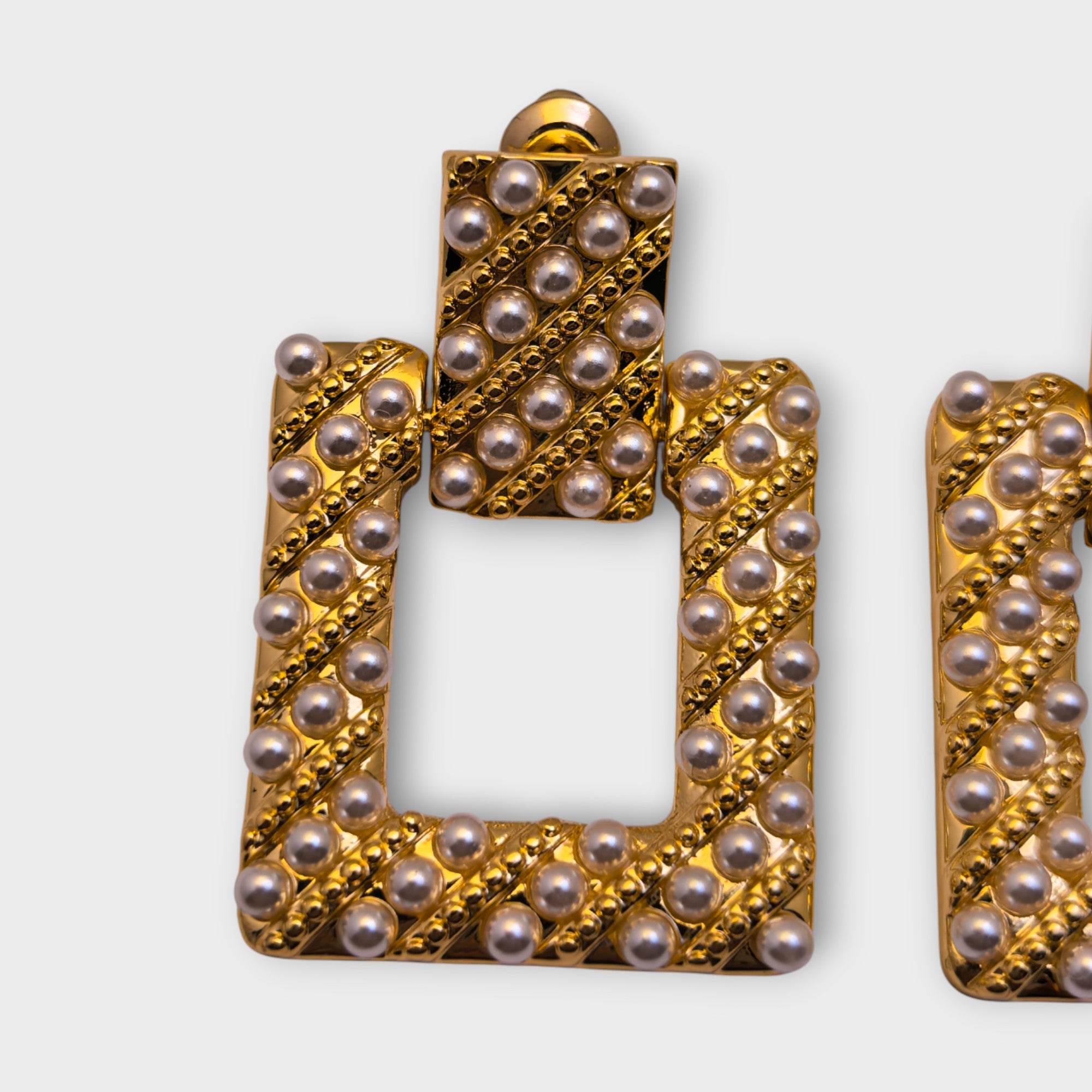 Pearl-Studded Geometric Earrings