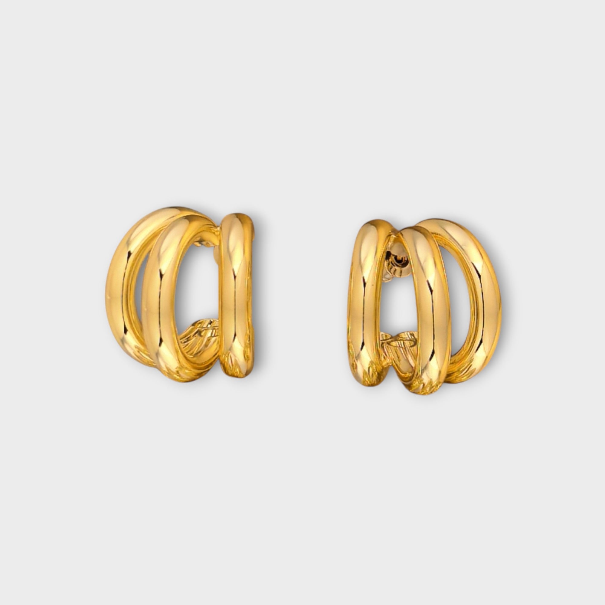 Triple Hoop Gold Earrings